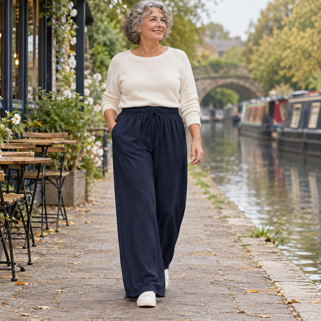 Jan Relaxed Wide-Leg Drawstring Trousers