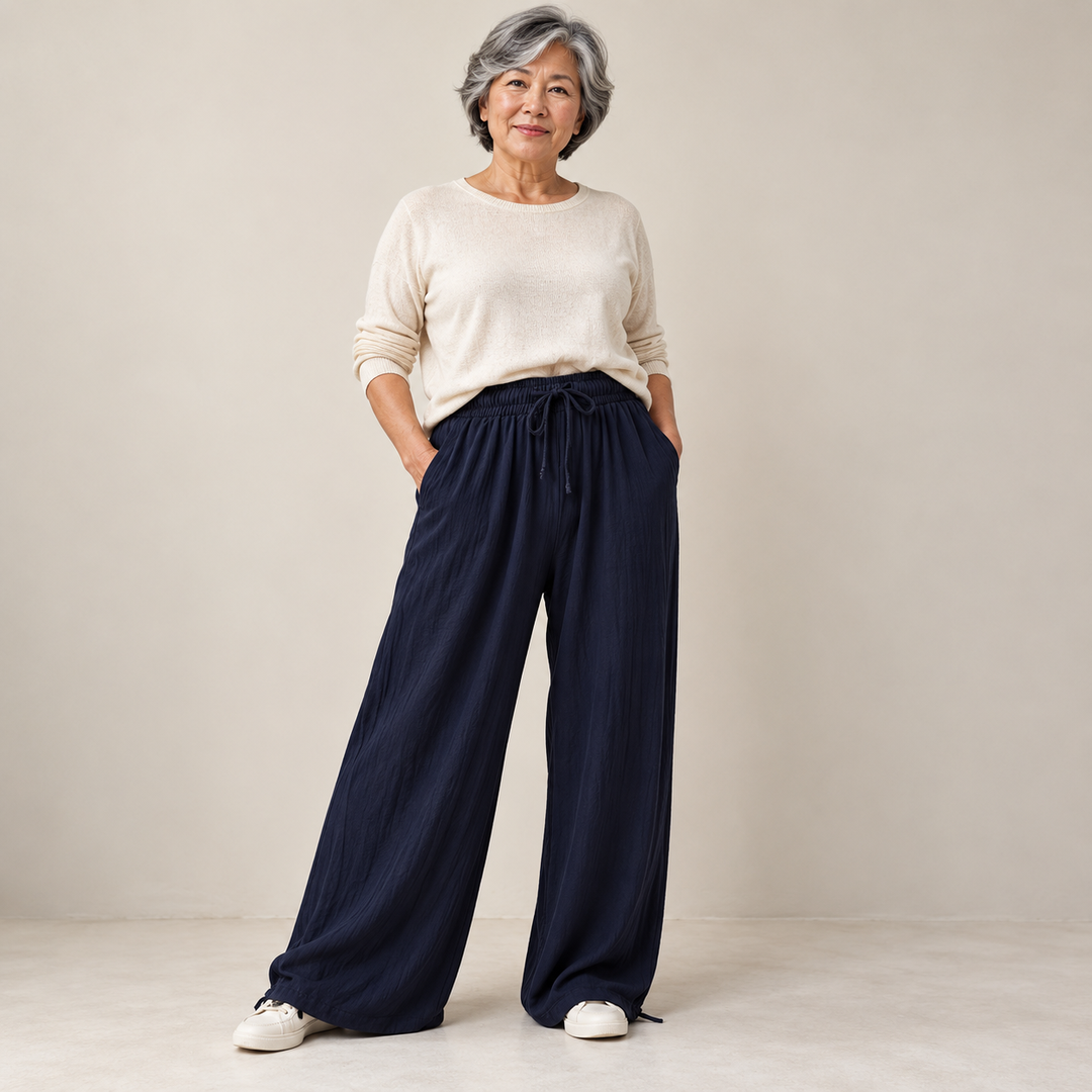 Jan Relaxed Wide-Leg Drawstring Trousers