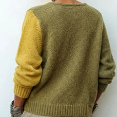 Josie | Colour Block Asymmetric Button Jumper
