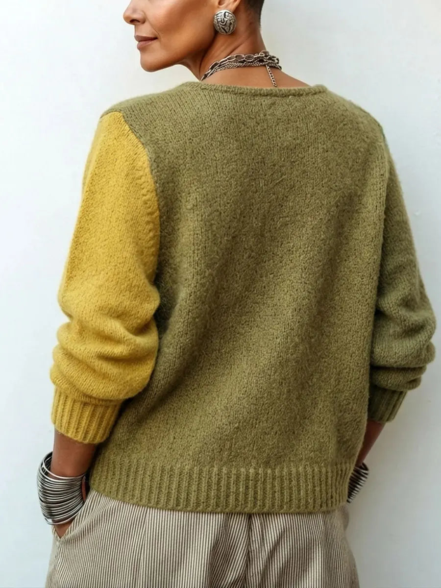 Josie | Colour Block Asymmetric Button Jumper