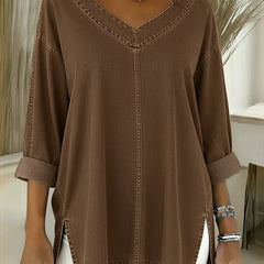 Thelma | V-Neck Denim-Look Tunic Top