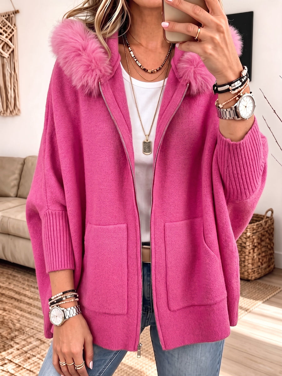 Poppy™ | Cosy Fur-Trim Hooded Cardigan