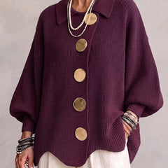 Jacqueline Collared Gold Button Knit Cardigan