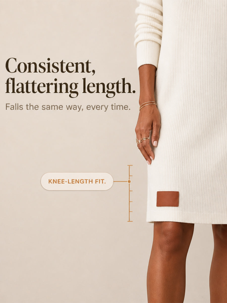 Maxine Cowl Neck Ribbed Knit Dress