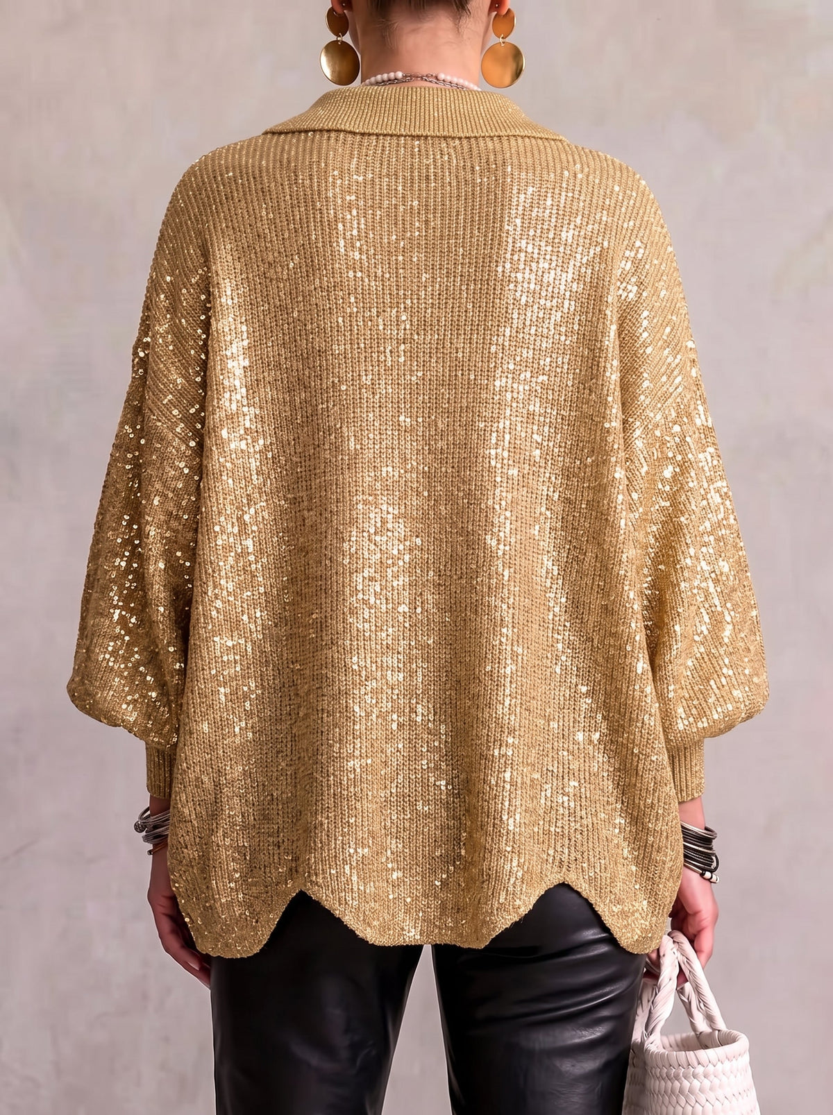 Jacqueline Collared Gold Button Knit Cardigan