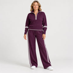 The Rhona Half Zip Jumper and Wide Leg Trouser Set in the studio