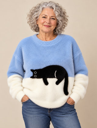 Edna Sleeping Cat Colour-Block Jumper
