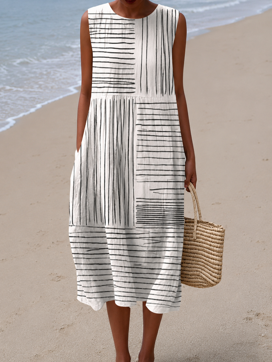 Charlotte | Coastal Stripe Midi Dress