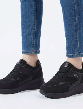 Sheena Chunky Wedge Comfort Trainers in Black
