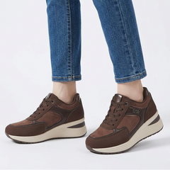 Sheena Chunky Wedge Comfort Trainers in Brown