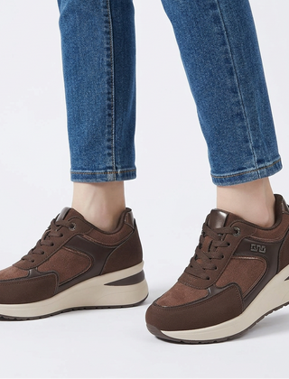 Sheena Chunky Wedge Comfort Trainers in Brown