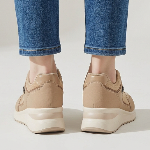Sheena Chunky Wedge Comfort Trainers in Khaki