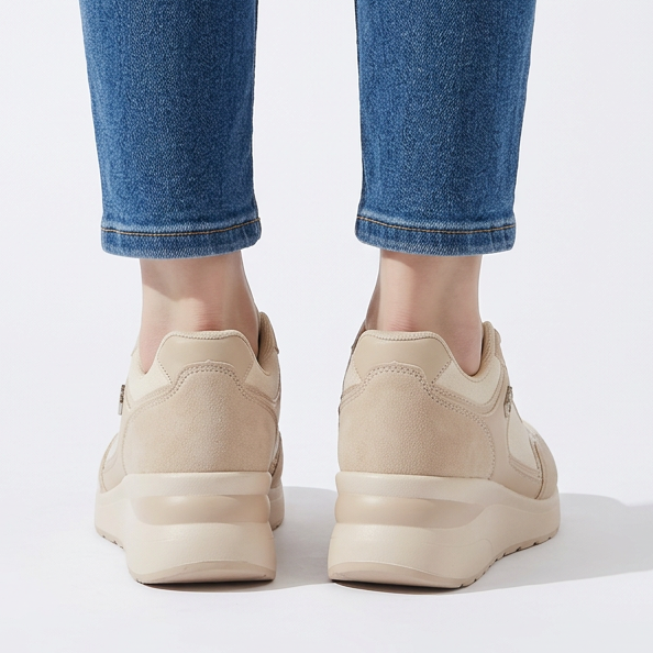 Sheena Chunky Wedge Comfort Trainers in Beige