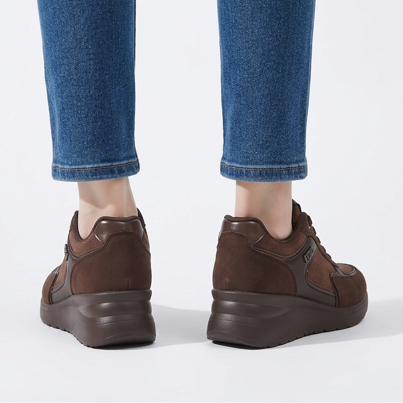 Sheena Chunky Wedge Comfort Trainers in Brown