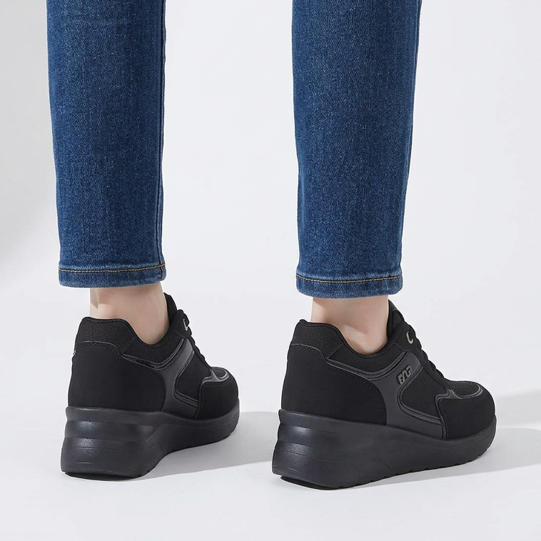 Sheena Chunky Wedge Comfort Trainers in Black