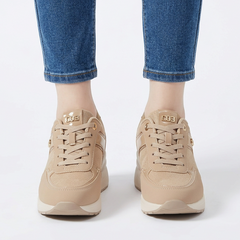 Sheena Chunky Wedge Comfort Trainers in Khaki