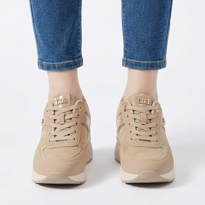 Sheena Chunky Wedge Comfort Trainers in Khaki