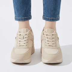 Sheena Chunky Wedge Comfort Trainers in Beige