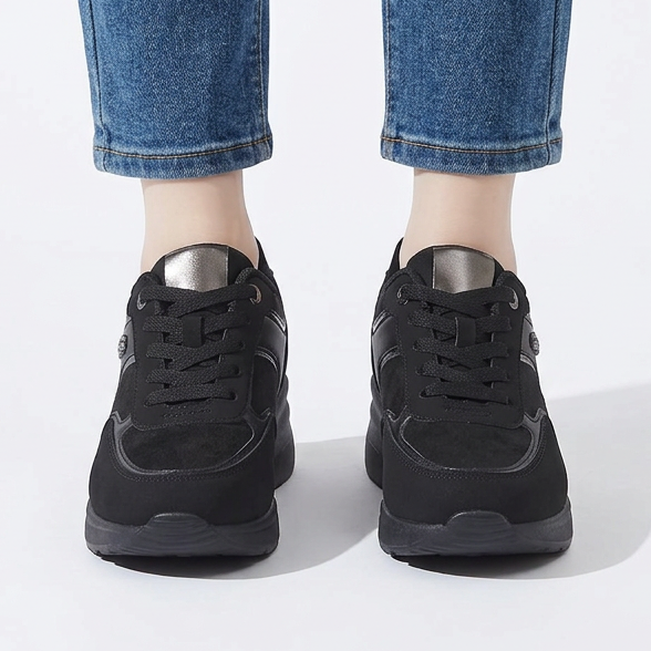 Sheena Chunky Wedge Comfort Trainers in Black