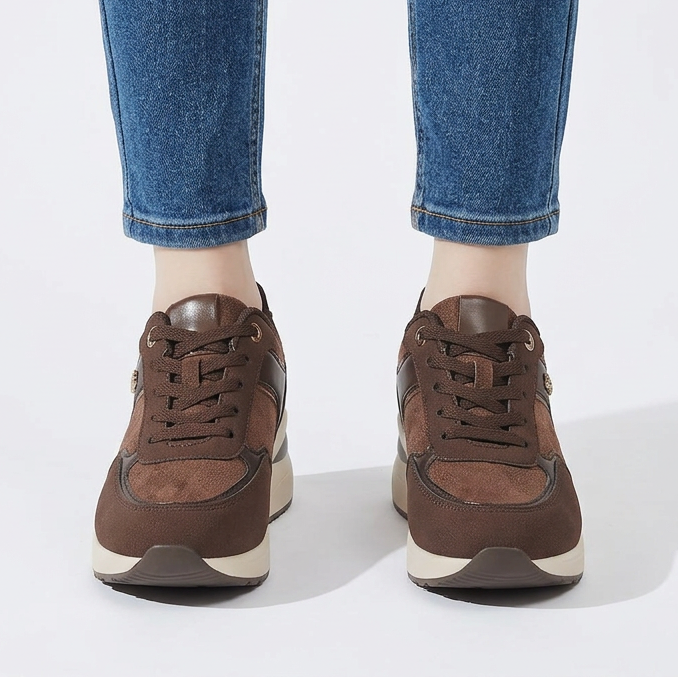 Sheena Chunky Wedge Comfort Trainers in Brown