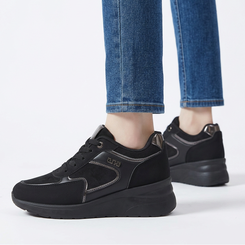 Sheena Chunky Wedge Comfort Trainers in Black