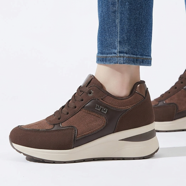 Sheena Chunky Wedge Comfort Trainers in Brown