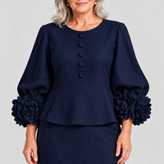 Rosemary Rose Sleeve Top and Pencil Skirt Set in Navy, a closer look at the fit