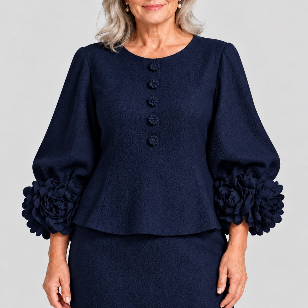 Rosemary Rose Sleeve Top and Pencil Skirt Set in Navy, a closer look at the fit