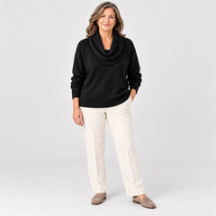 The Ruth Soft Cowl Neck Knit Jumper in Black