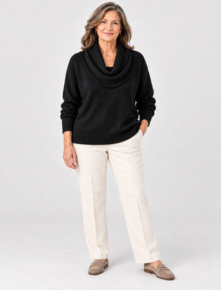 The Ruth Soft Cowl Neck Knit Jumper in Black