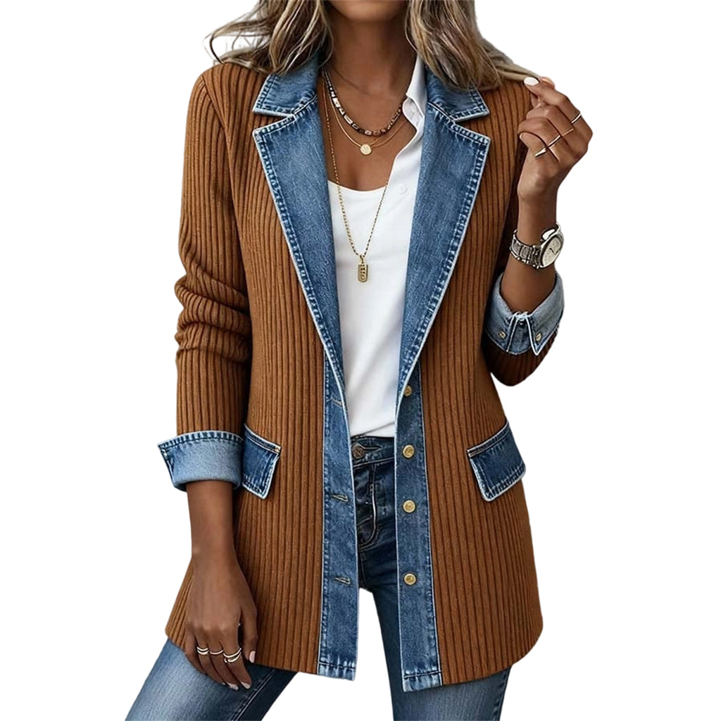 Marlowe™ | Denim Trim Knit Cardigan