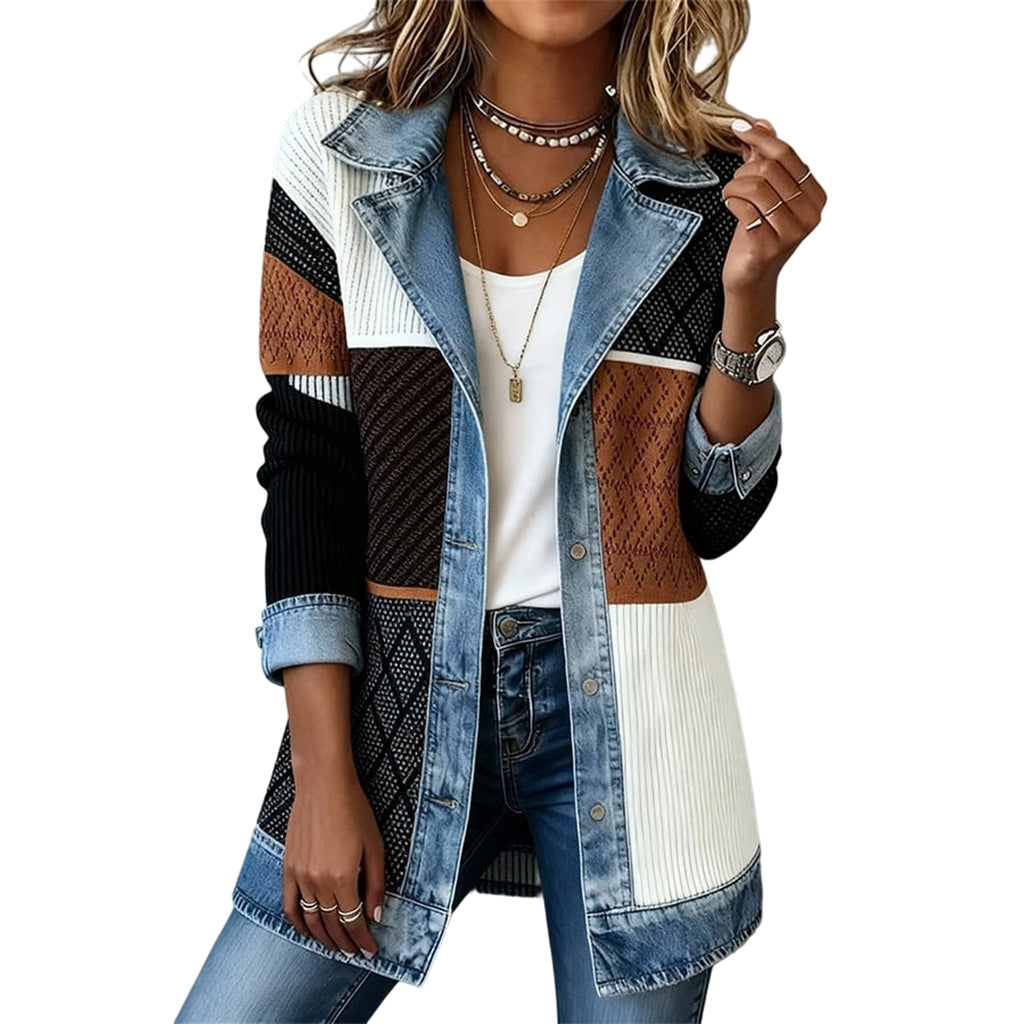 Marlowe™ | Denim Trim Knit Cardigan