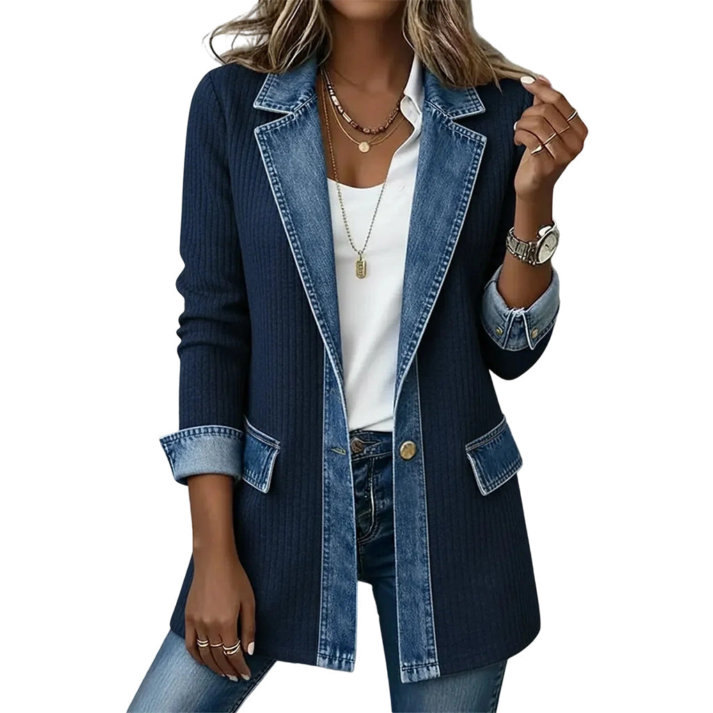 Marlowe™ | Denim Trim Knit Cardigan