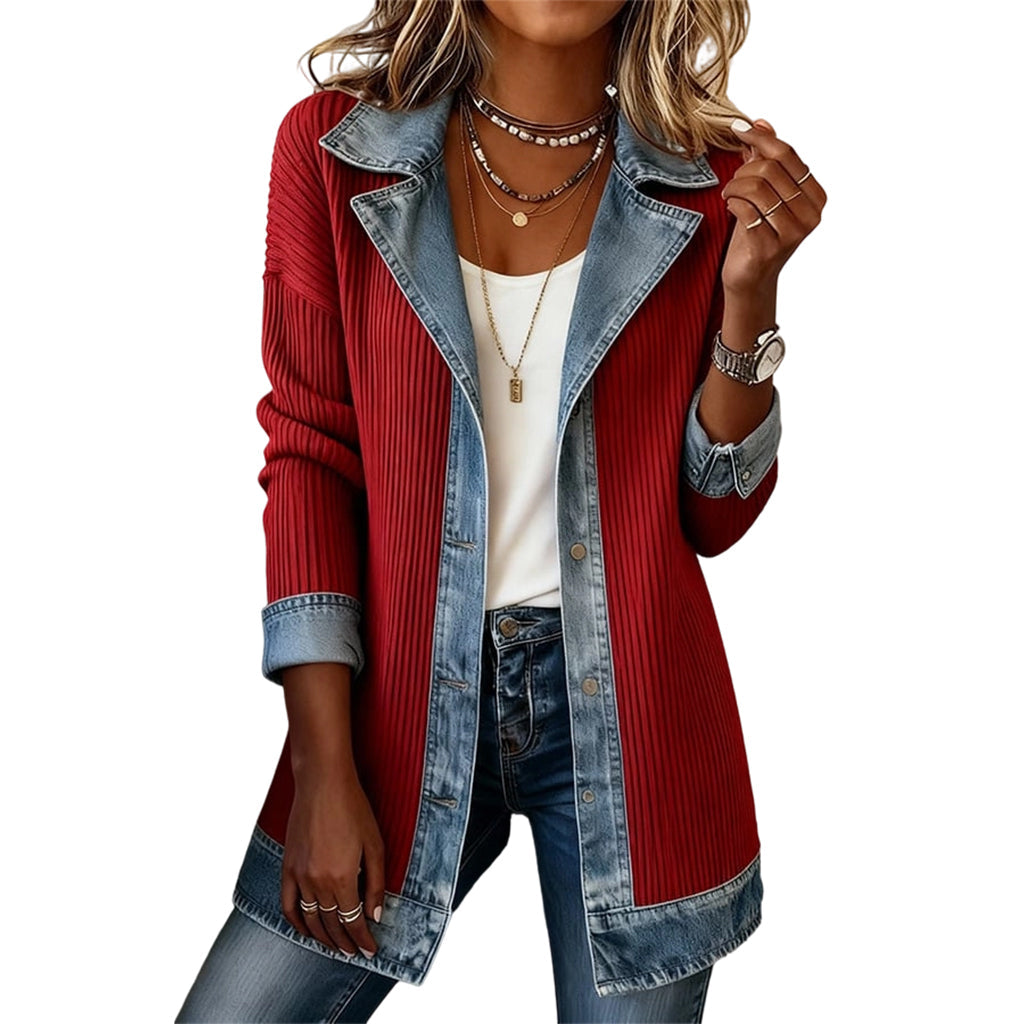 Marlowe™ | Denim Trim Knit Cardigan