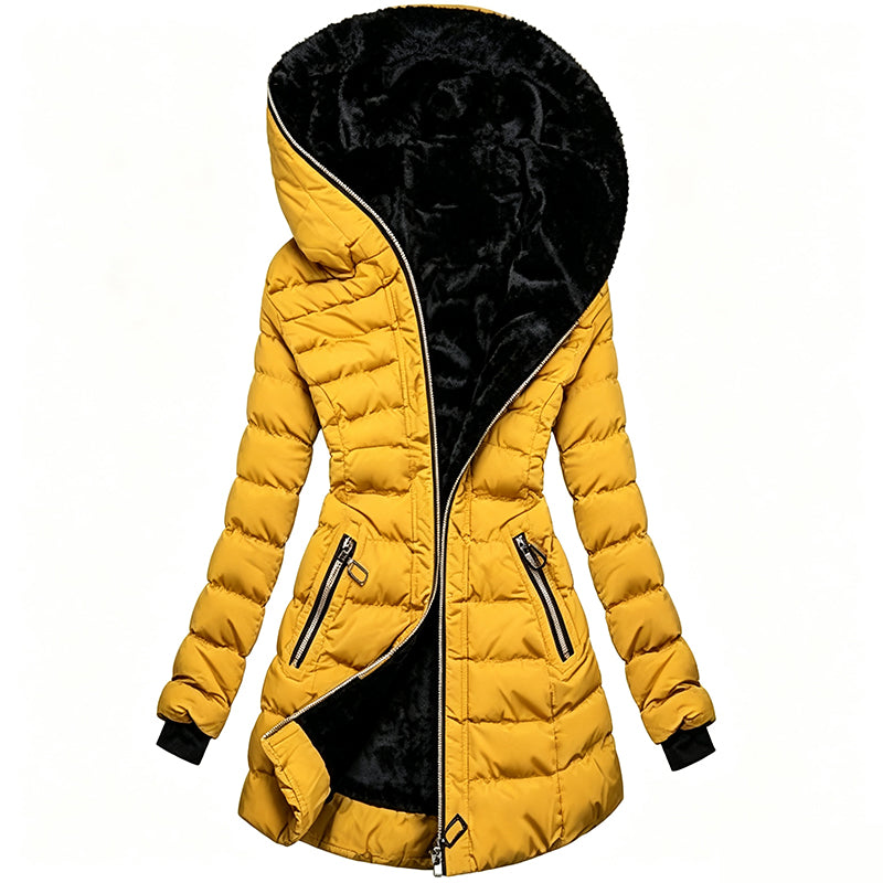 Isobel Quilted Coat with Fur-Look Hood