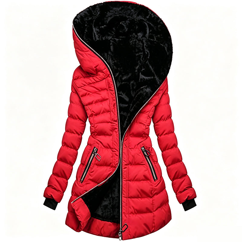 Isobel Quilted Coat with Fur-Look Hood