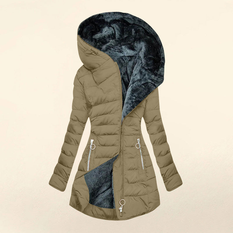 Isobel Quilted Coat with Fur-Look Hood