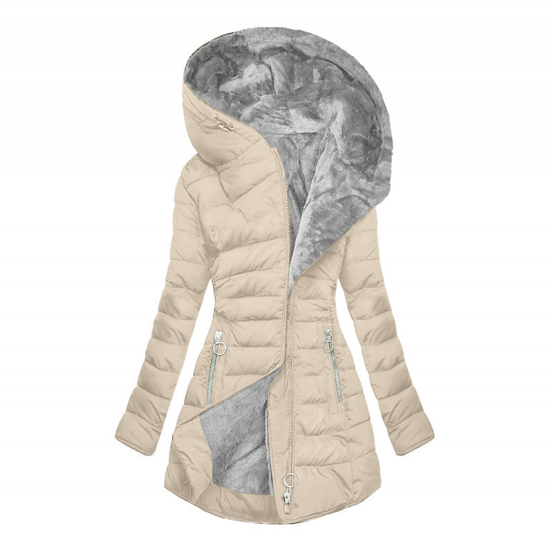 Isobel Quilted Coat with Fur-Look Hood