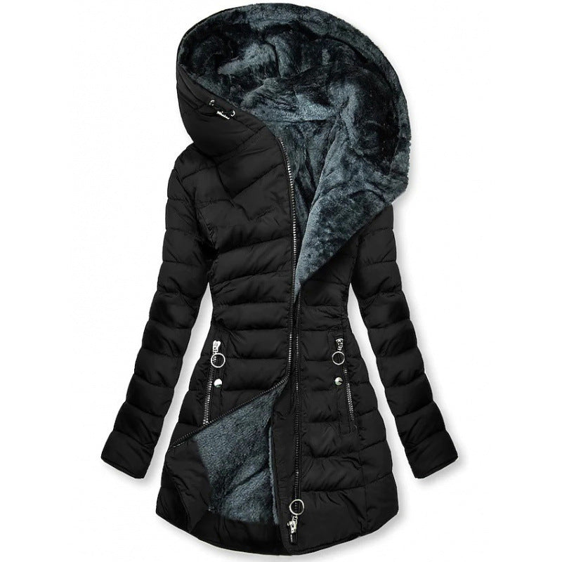 Isobel Quilted Coat with Fur-Look Hood