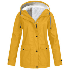 Lilian Hooded Rain Jacket with Fleece-Look Lining