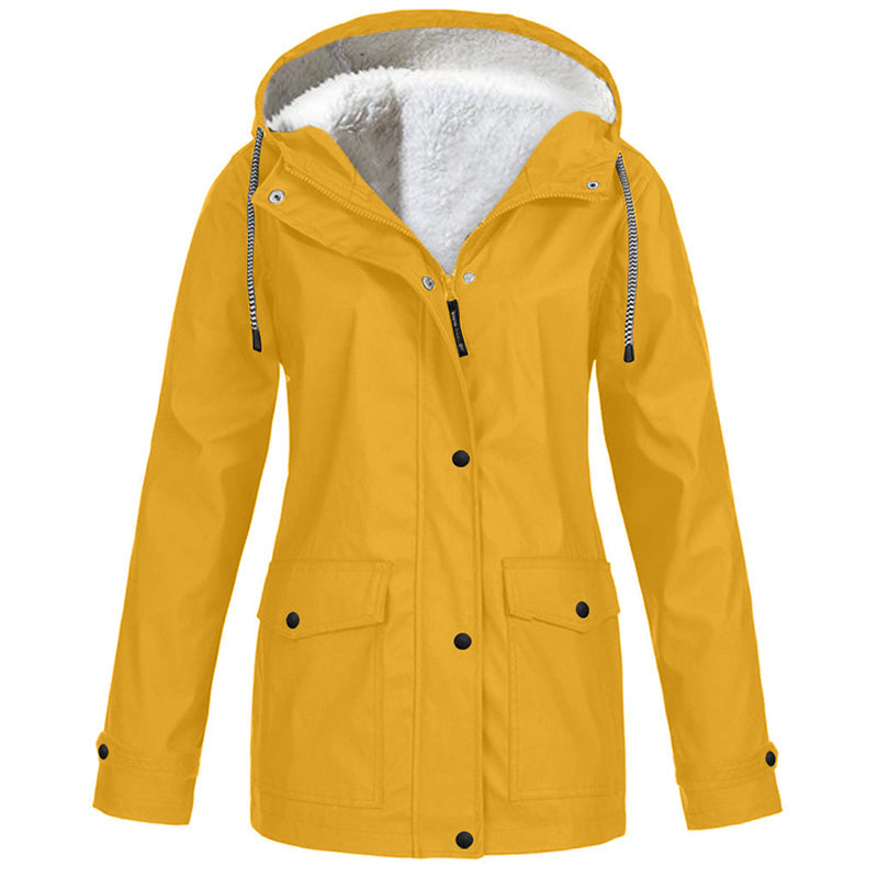Lilian Hooded Rain Jacket with Fleece-Look Lining