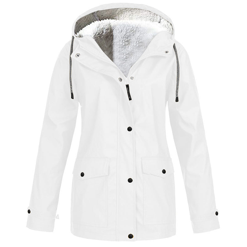 Lilian Hooded Rain Jacket with Fleece-Look Lining