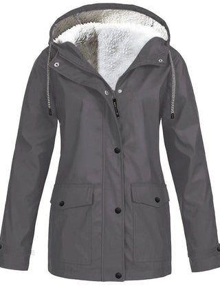 Lilian Hooded Rain Jacket with Fleece-Look Lining