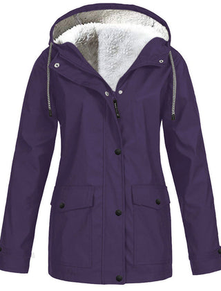 Lilian Hooded Rain Jacket with Fleece-Look Lining