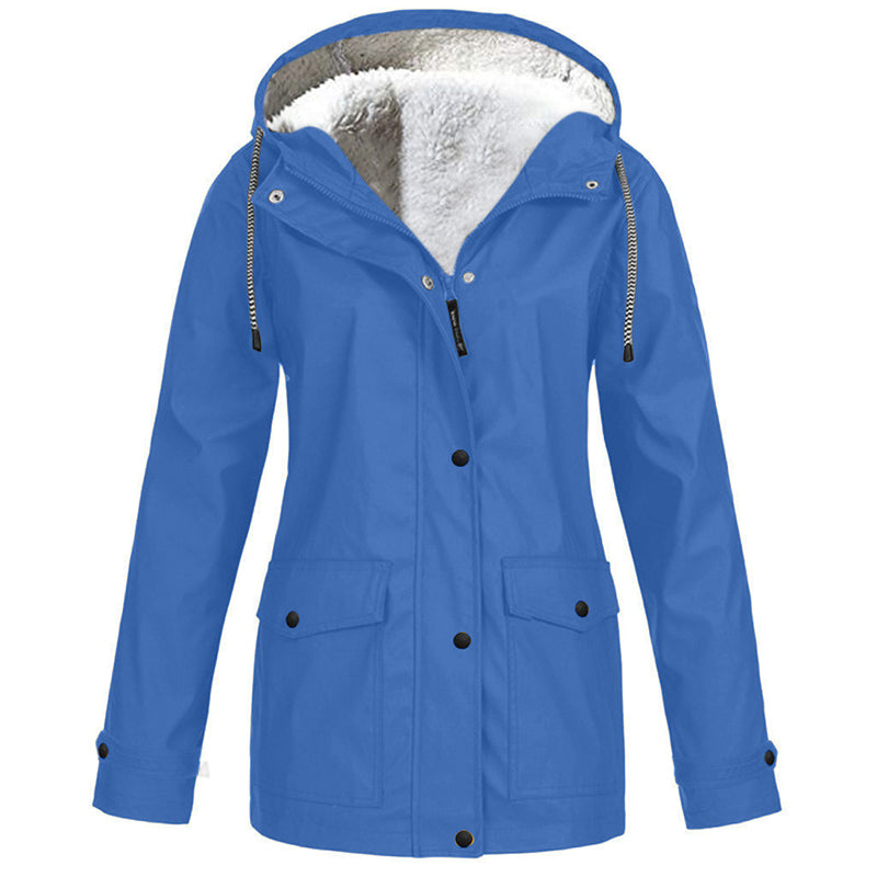 Lilian Hooded Rain Jacket with Fleece-Look Lining
