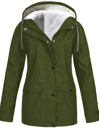 Lilian Hooded Rain Jacket with Fleece-Look Lining