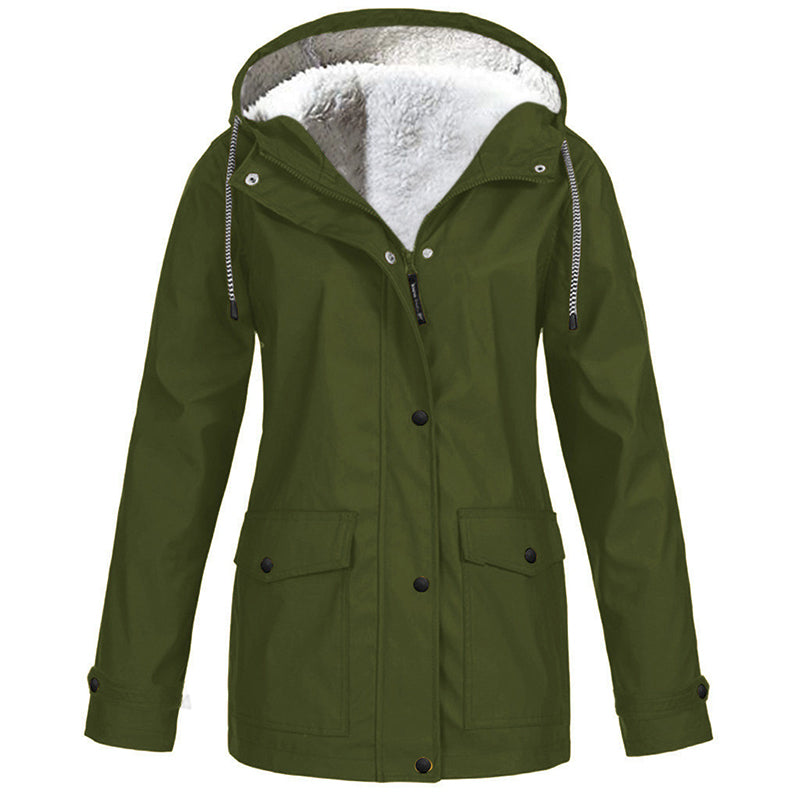Lilian Hooded Rain Jacket with Fleece-Look Lining