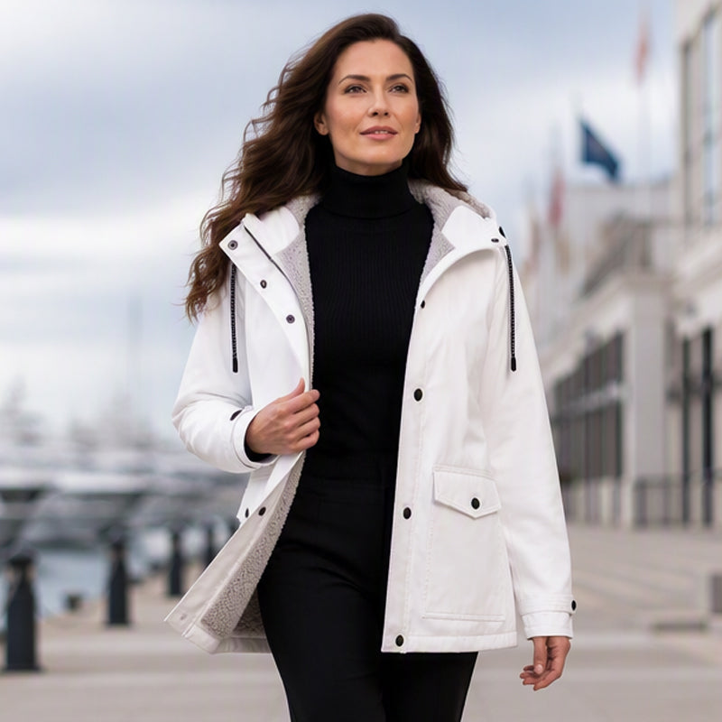 Lilian Hooded Rain Jacket with Fleece-Look Lining