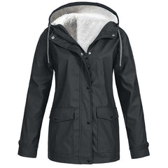 Lilian Hooded Rain Jacket with Fleece-Look Lining