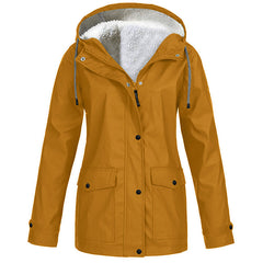 Lilian Hooded Rain Jacket with Fleece-Look Lining
